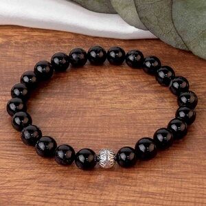 🆕New Obsidian 8mm Healing Gemstone Bracelet with Tibetan Spritua…